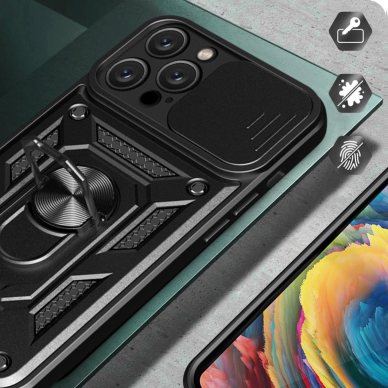 Dėklas Hybrid Armor Camshield iPhone 16 Pro Max  - Juodas 3 Dėklas Hybrid Armor Camshield iPhone 16 Pro Max  - Juodas 3
