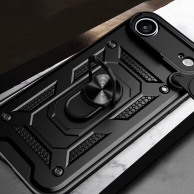 iPhone 17 Air Hybrid Armor Camshield dėklas su stovu ir kameros dangteliu – juodas 4 iPhone 17 Air Hybrid Armor Camshield dėklas su stovu ir kameros dangteliu – juodas 4