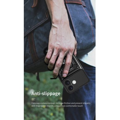 iPhone 17 Hybrid Armor Camshield dėklas su stovu ir kameros dangteliu – juodas 9 iPhone 17 Hybrid Armor Camshield dėklas su stovu ir kameros dangteliu – juodas 9