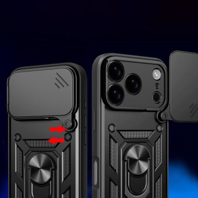 iPhone 17 Pro Hybrid Armor Camshield dėklas su stovu ir kameros dangteliu – juodas 5 iPhone 17 Pro Hybrid Armor Camshield dėklas su stovu ir kameros dangteliu – juodas 5