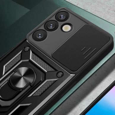 Dėklas Hybrid Armor Camshield Ring Samsung Galaxy S25+ - Juodas 3 Dėklas Hybrid Armor Camshield Ring Samsung Galaxy S25+ - Juodas 3