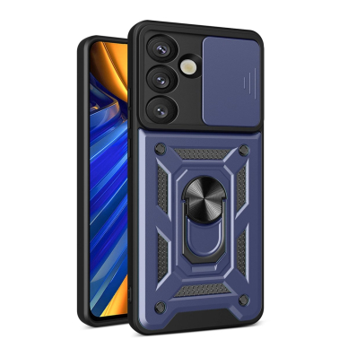 Dėklas Hybrid Armor Camshield Ring Samsung Galaxy S25 - Mėlynas