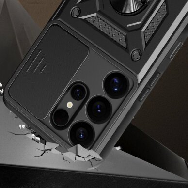 Akcija! Dėklas Hybrid Armor Camshield Ring Samsung Galaxy S25 Ultra - Juodas 2