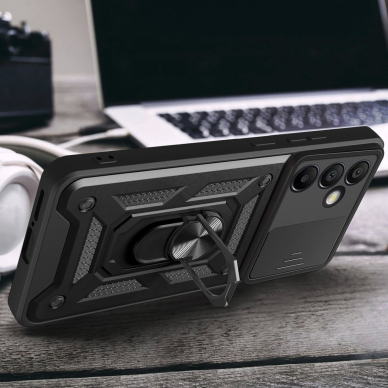 Hybrid Armor Camshield dėklas su pastatymo funkcija ir kameros apsauga Samsung Galaxy A26 - juodas 2