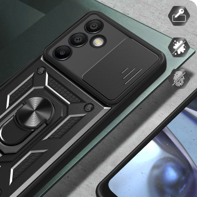 Hybrid Armor Camshield dėklas su pastatymo funkcija ir kameros apsauga Samsung Galaxy A26 - juodas 4