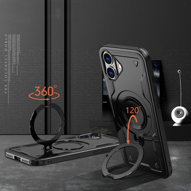 Dėklas Hybrid Armor MagSafe iPhone 16 - Juodas 2 Dėklas Hybrid Armor MagSafe iPhone 16 - Juodas 2