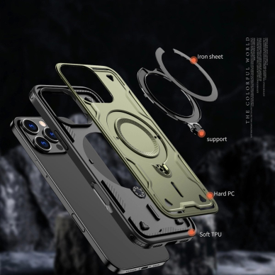 Dėklas Hybrid Armor MagSafe iPhone 16 Pro Max - Žalias 1 Dėklas Hybrid Armor MagSafe iPhone 16 Pro Max - Žalias 1