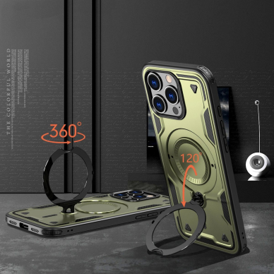 Dėklas Hybrid Armor MagSafe iPhone 16 Pro Max - Žalias 2 Dėklas Hybrid Armor MagSafe iPhone 16 Pro Max - Žalias 2