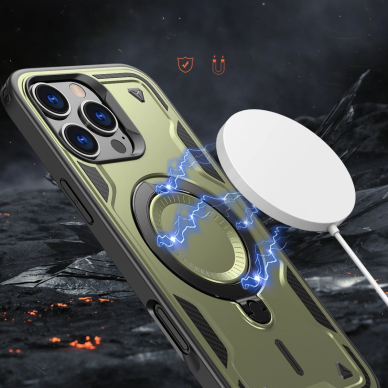 Dėklas Hybrid Armor MagSafe iPhone 16 Pro Max - Žalias 3 Dėklas Hybrid Armor MagSafe iPhone 16 Pro Max - Žalias 3