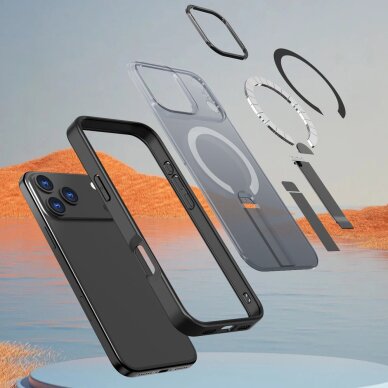 iPhone 17 Pro Max Hybrid Armor X MagSafe dėklas su stovu – juodas 6