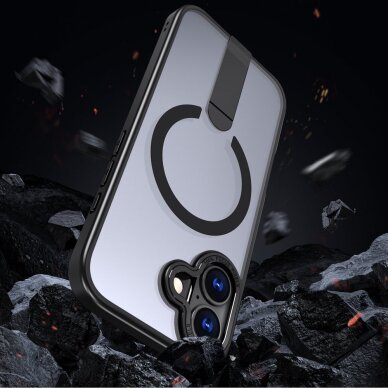 iPhone 17 Hybrid Armor X MagSafe dėklas su stovu – juodas 4