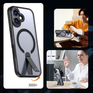 iPhone 17 Hybrid Armor X MagSafe dėklas su stovu – juodas 7 iPhone 17 Hybrid Armor X MagSafe dėklas su stovu – juodas 7