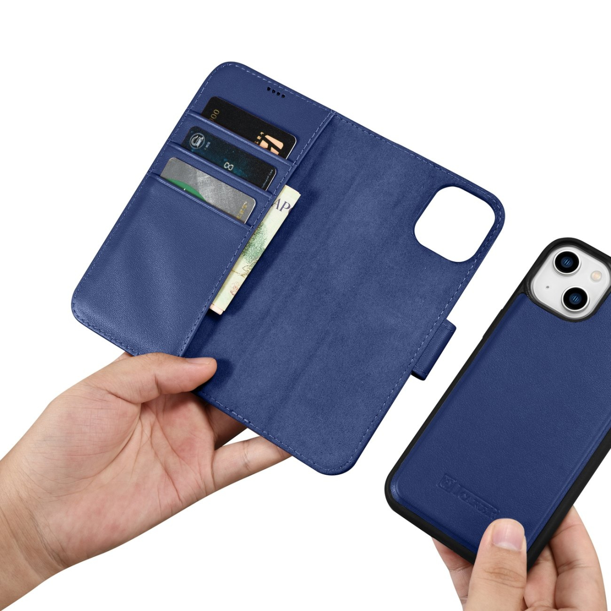 Dėklas iCarer Wallet Case 2in1 Cover iPhone 14 Plus Mėlynas (WMI14220727-BU) 13 Dėklas iCarer Wallet Case 2in1 Cover iPhone 14 Plus Mėlynas (WMI14220727-BU) 13