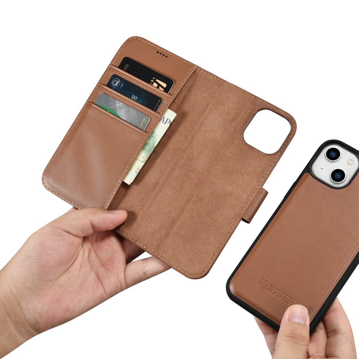 Dėklas iCarer Wallet Case 2in1 Cover iPhone 14 Plus Rudas (WMI14220727-BN) 13 Dėklas iCarer Wallet Case 2in1 Cover iPhone 14 Plus Rudas (WMI14220727-BN) 13