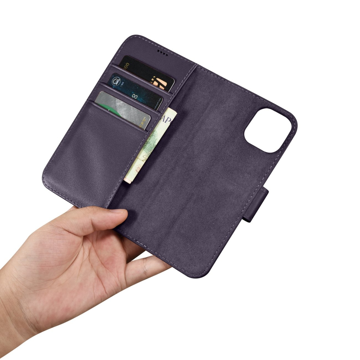 Dėklas iCarer Wallet Case 2in1 Cover iPhone 14 Plus Violetinis (WMI14220727-DP) 13 Dėklas iCarer Wallet Case 2in1 Cover iPhone 14 Plus Violetinis (WMI14220727-DP) 13