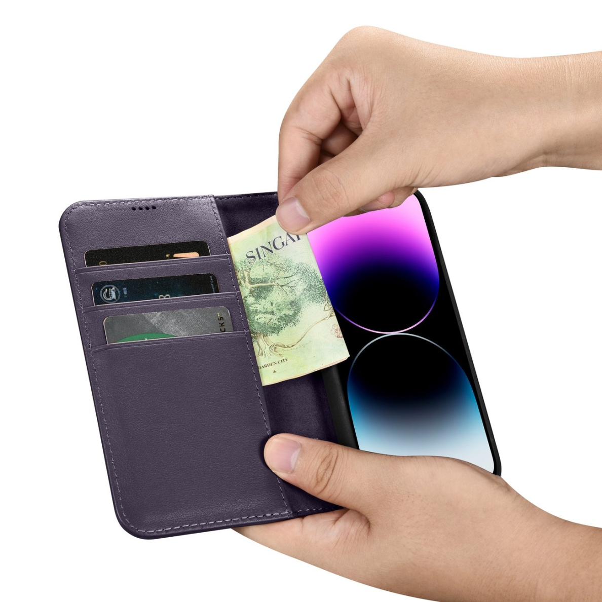 Dėklas iCarer Wallet Case 2in1 Cover iPhone 14 Pro Max Violetinis (WMI14220728-DP) 12 Dėklas iCarer Wallet Case 2in1 Cover iPhone 14 Pro Max Violetinis (WMI14220728-DP) 12