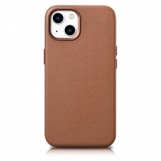 Dėklas iCarer Leather Case for iPhone 14 Rudas (WMI14220705-BN) (MagSafe Compatible)