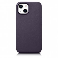 Dėklas iCarer Leather Case for iPhone 14 Tamsiai violetinis (WMI14220705-DP) (MagSafe Compatible)