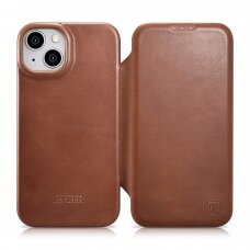 Dėklas iCarer CE Oil Wax Premium Leather Folio Case iPhone 14 (MagSafe) Rudas (AKI14220705-BN)