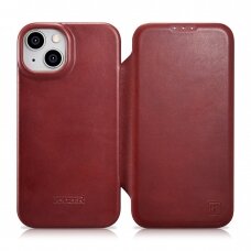 Dėklas iCarer CE Oil Wax Premium Leather Folio Case iPhone 14 (MagSafe) Raudonas (AKI14220705-RD)