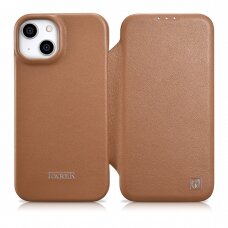 Dėklas iCarer CE Premium Leather Folio Case iPhone 14 (MagSafe) Rudas (WMI14220713-BN)