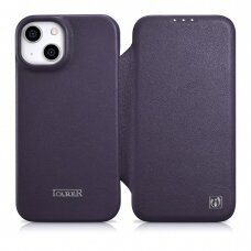 Dėklas iCarer CE Premium Leather Folio Case iPhone 14 (MagSafe) Violetinis (WMI14220713-DP)