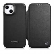 Dėklas iCarer CE Premium Leather Folio Case iPhone 14 Plus (MagSafe) Juodas (WMI14220715-BK)