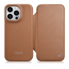 Dėklas iCarer CE Premium Leather Folio Case iPhone 14 Pro (MagSafe) Rudas (WMI14220714-BN)