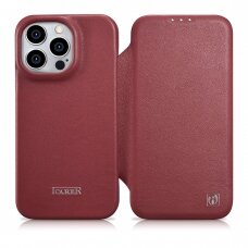 Dėklas iCarer CE Premium Leather Folio Case iPhone 14 Pro (MagSafe) Raudonas (WMI14220714-RD)