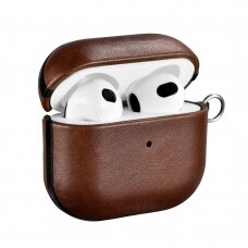 Odinis dėklas iCarer Leather Crazy Horse natural leather case for AirPods 3 brown (IAP058-BN)