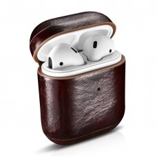 Odinis dėklas iCarer Leather Oil Wax AirPods 2 / AirPods 1 Rudas (WMAP011-CO)