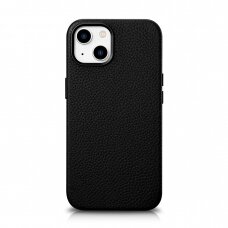Dėklas iCarer Litchi Premium Leather Case iPhone 14 (MagSafe) Juodas (WMI14220709-BK)