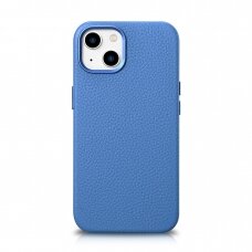 Dėklas iCarer Litchi Premium Leather Case iPhone 14 (MagSafe) Mėlynas (WMI14220709-LB)