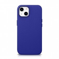Dėklas iCarer Litchi Premium Leather Case iPhone 14 Plus (MagSafe) Tamsiai mėlynas (WMI14220711-DB)