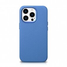 Dėklas iCarer Litchi Premium Leather Case iPhone 14 Pro (MagSafe) Mėlynas (WMI14220710-LB)