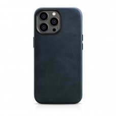 Dėklas iCarer Oil Wax Premium Leather Case iPhone 14 Pro Max (MagSafe) Tamsiai mėlynas (WMI14220704-BU)