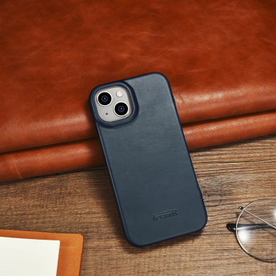 Dėklas iCarer CE Oil Wax Premium Leather Folio Case iPhone 14 Plus (MagSafe) Mėlynas (AKI14220707-BU) 24 Dėklas iCarer CE Oil Wax Premium Leather Folio Case iPhone 14 Plus (MagSafe) Mėlynas (AKI14220707-BU) 24
