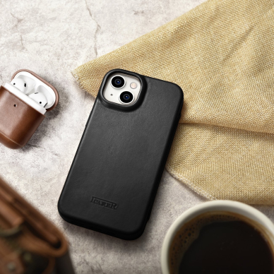 Dėklas iCarer CE Oil Wax Premium Leather Folio Case iPhone 14 Plus (MagSafe) Juodas (AKI14220707-BK) 25