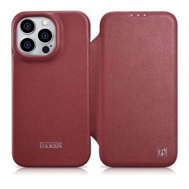 Dėklas iCarer CE Premium Leather Folio Case iPhone 14 Pro (MagSafe) Raudonas (WMI14220714-RD) Dėklas iCarer CE Premium Leather Folio Case iPhone 14 Pro (MagSafe) Raudonas (WMI14220714-RD)