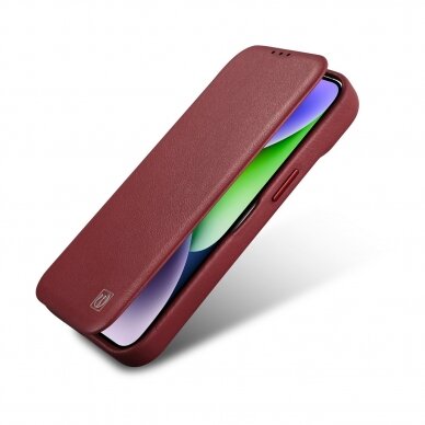 Dėklas iCarer CE Premium Leather Folio Case iPhone 14 Pro Max (MagSafe) Raudonas (WMI14220716-RD) 8