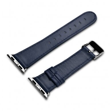 Laikrodžio dirželis iCarer Leather Vintage wristband genuine leather strap for Watch 3 38mm / Watch 2 38mm / Watch 1 38mm Tamsiai mėlynas (RIW117-DB（38）) 1