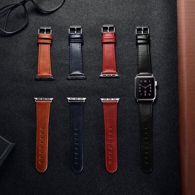 Laikrodžio dirželis iCarer Leather Vintage wristband genuine leather strap for Watch 3 38mm / Watch 2 38mm / Watch 1 38mm Tamsiai mėlynas (RIW117-DB（38）) 11