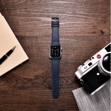 Laikrodžio dirželis iCarer Leather Vintage wristband genuine leather strap for Watch 3 38mm / Watch 2 38mm / Watch 1 38mm Tamsiai mėlynas (RIW117-DB（38）) 5