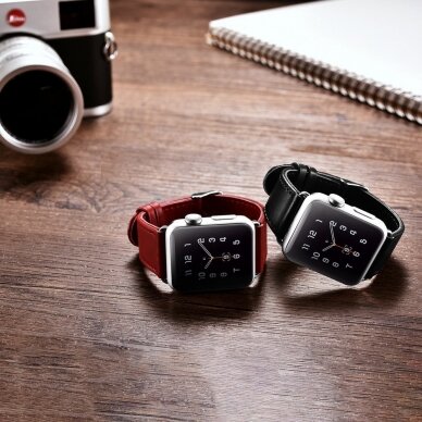 Laikrodžio dirželis iCarer Leather Vintage wristband genuine leather strap for Watch 3 38mm / Watch 2 38mm / Watch 1 38mm Tamsiai mėlynas (RIW117-DB（38）) 6