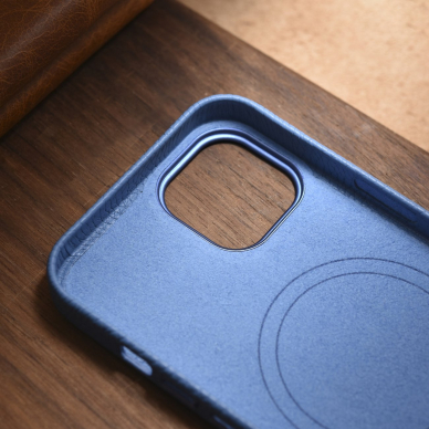 Dėklas iCarer Litchi Premium Leather Case iPhone 14 (MagSafe) Mėlynas (WMI14220709-LB) 18 Dėklas iCarer Litchi Premium Leather Case iPhone 14 (MagSafe) Mėlynas (WMI14220709-LB) 18