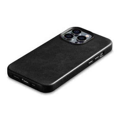 Akcija! Dėklas iCarer Oil Wax Premium Leather Case iPhone 14 Pro Max (MagSafe) Juodas (WMI14220704-BK)  9