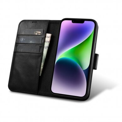 Dėklas iCarer Oil Wax Wallet Case 2in1 Case iPhone 14 Juodas (WMI14220721-BK) 1 Dėklas iCarer Oil Wax Wallet Case 2in1 Case iPhone 14 Juodas (WMI14220721-BK) 1