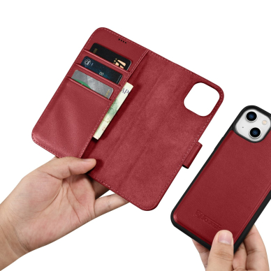 Dėklas iCarer Wallet Case 2in1 Cover iPhone 14 Plus Raudonas (WMI14220727-RD) 14 Dėklas iCarer Wallet Case 2in1 Cover iPhone 14 Plus Raudonas (WMI14220727-RD) 14