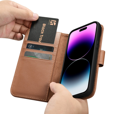 Dėklas iCarer Wallet Case 2in1 iPhone 14 Pro Rudas (WMI14220726-BN) 15 Dėklas iCarer Wallet Case 2in1 iPhone 14 Pro Rudas (WMI14220726-BN) 15