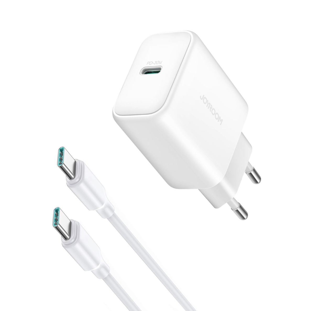 Įkroviklis Joyroom JR-TCF24 USB-C PD30W + USB-C to USB-C cable 1.0m baltas